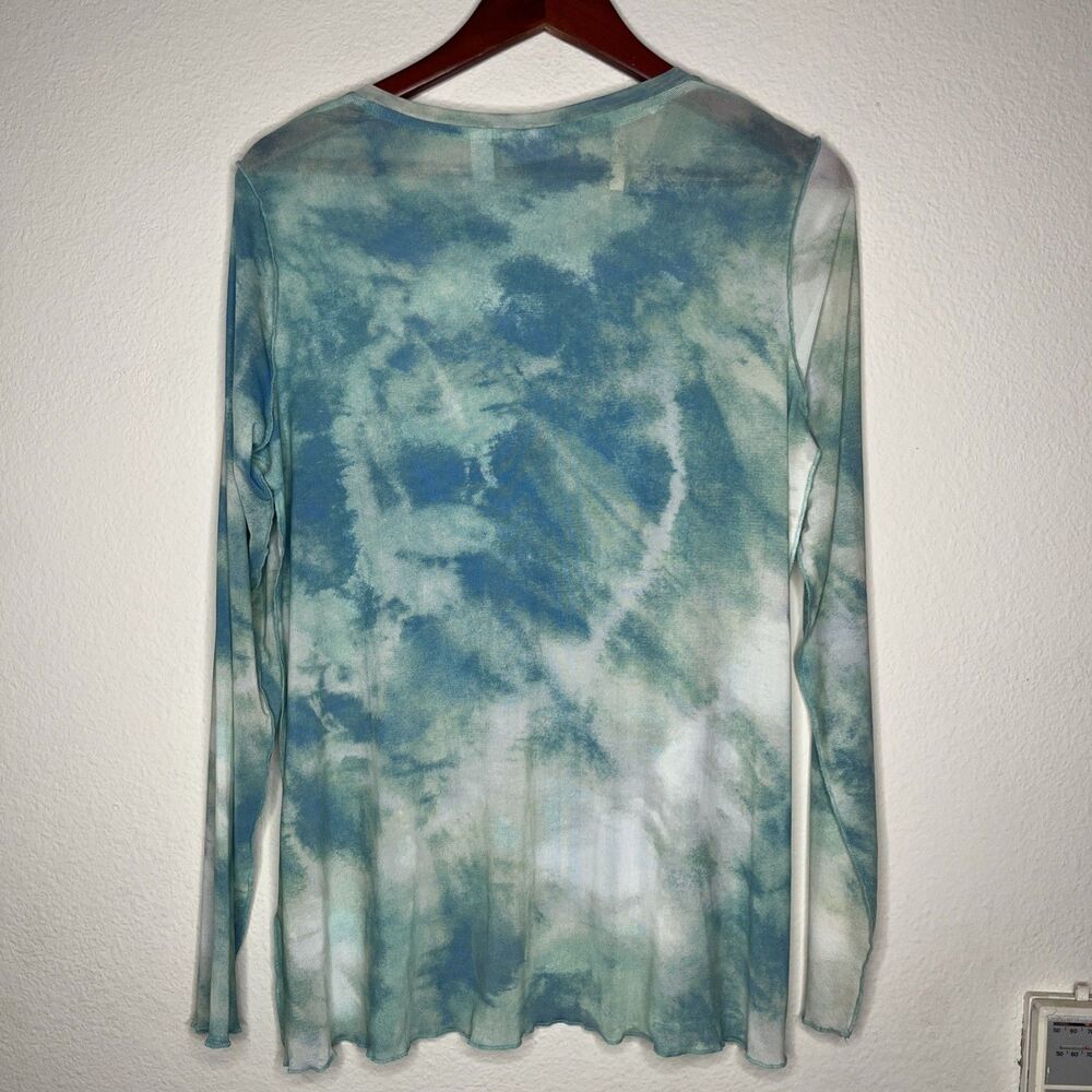 LOGO Layers Mesh Long Sleeve Lori Goldstein Watercolor Round Neck Top Shirt SZ S - Picture 7 of 9